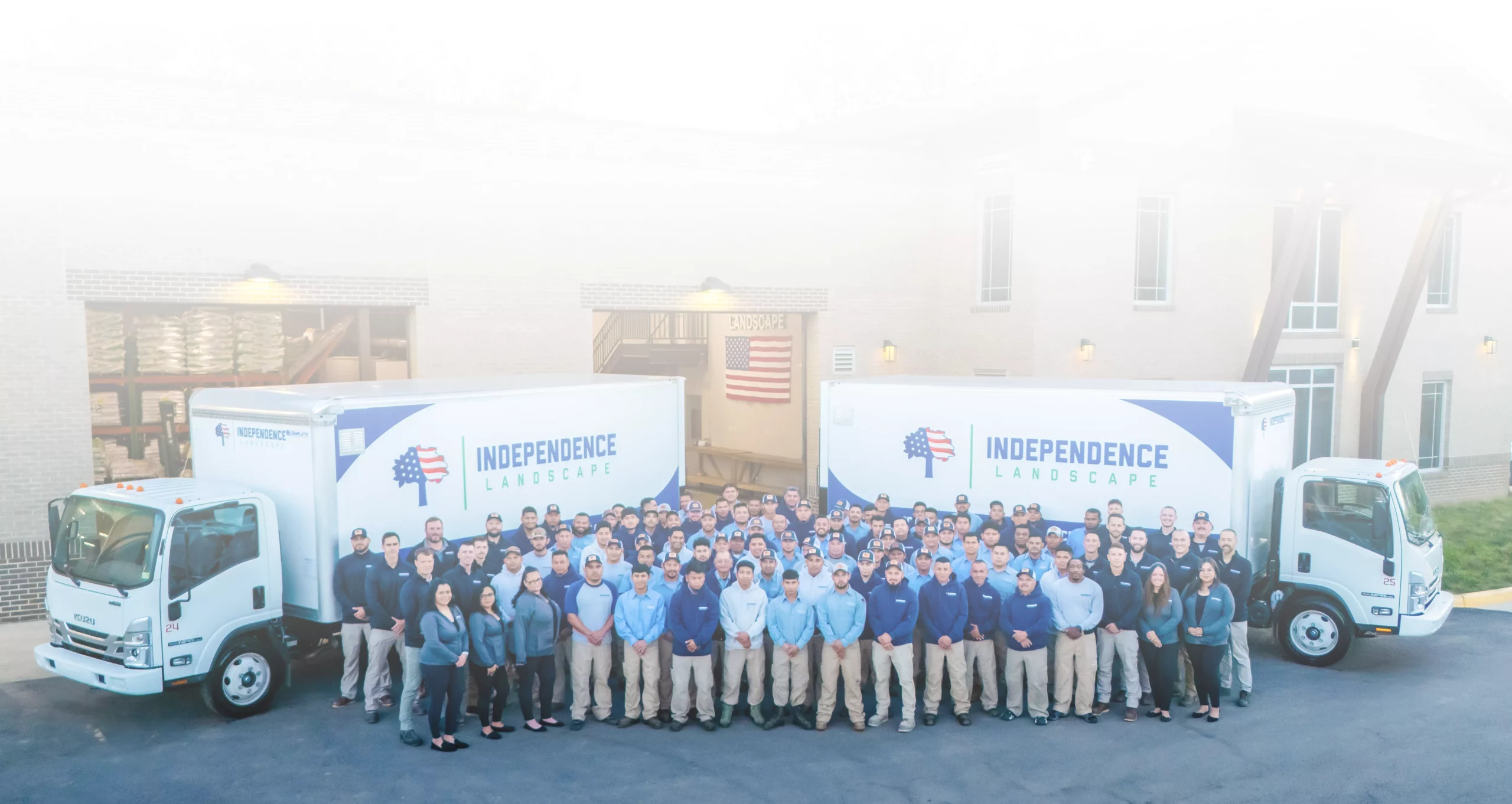 An edited photo of the Independence Landscaping Team